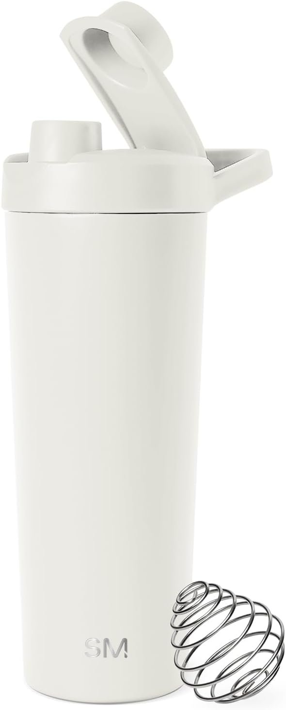 Simple Modern Stainless Steel Shaker Bottle with Ball 24oz | Metal Insulated Cup for Protein Mixes, Shakes and Pre Workout | Rally Collection | Cream