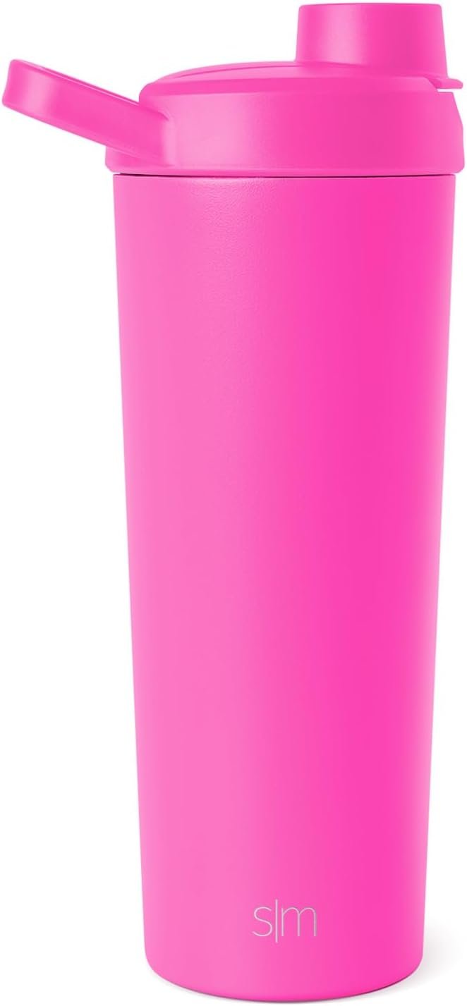 Simple Modern Stainless Steel Shaker Bottle with Ball 24oz | Metal Insulated Cup for Protein Mixes, Shakes and Pre Workout | Rally Collection | Raspberry Vibes