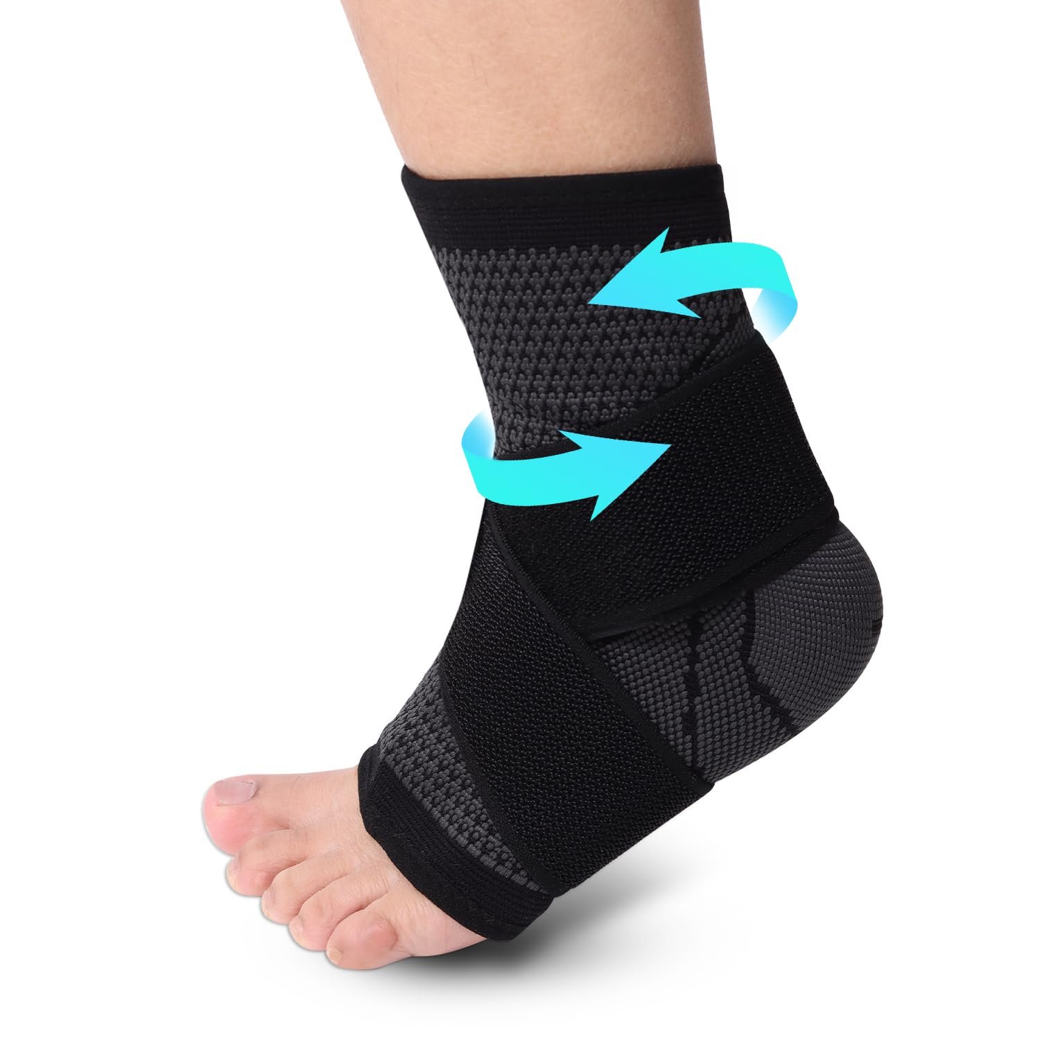 Consss Ankle Brace, Achilles & Plantar Fasciitis Relief Compression Sleeve, Foot Brace with Ankle Support Strap for Women and Men, Heel Protector Wrap for Pain, Tendonitis & Sprain XXL