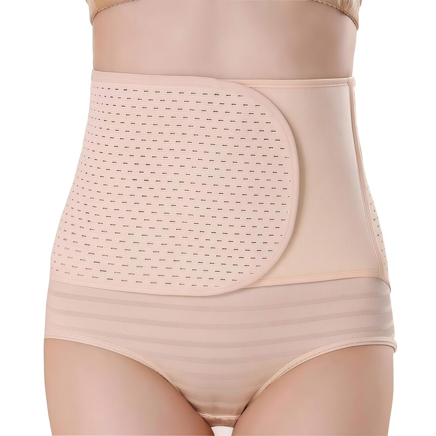 Long 37” Breathable Adjustable Elastic Abdominal Binder Postnatal Belly Waist Slim Shaper Back Support Girdle Belt Pregnancy C-Section Recoery Shapewear Abdomen Corset Staylace for Women Beige