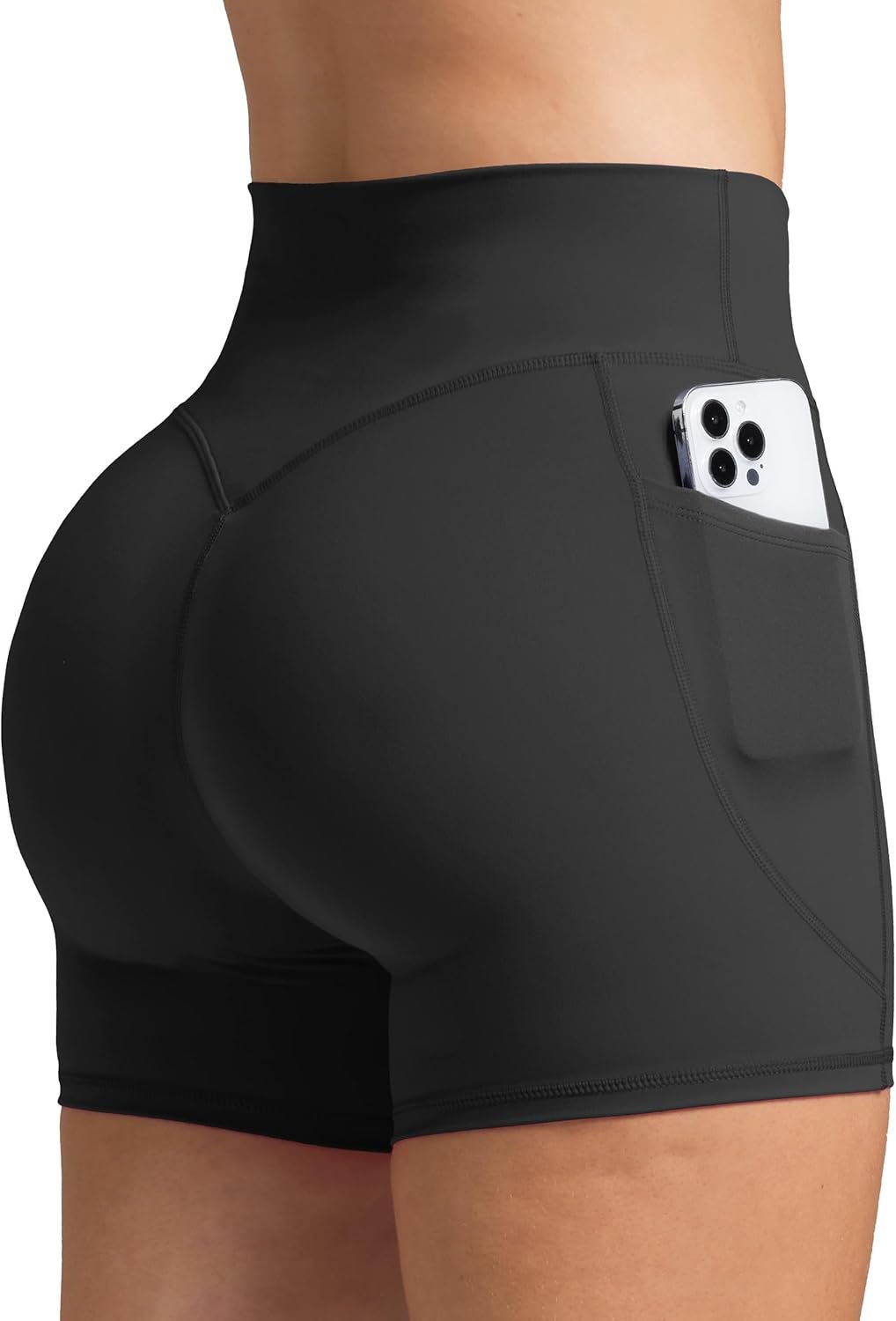 Olmlmt Biker Shorts Women 4.5″ with Pockets High Waisted Spandex Yoga Workout Shorts