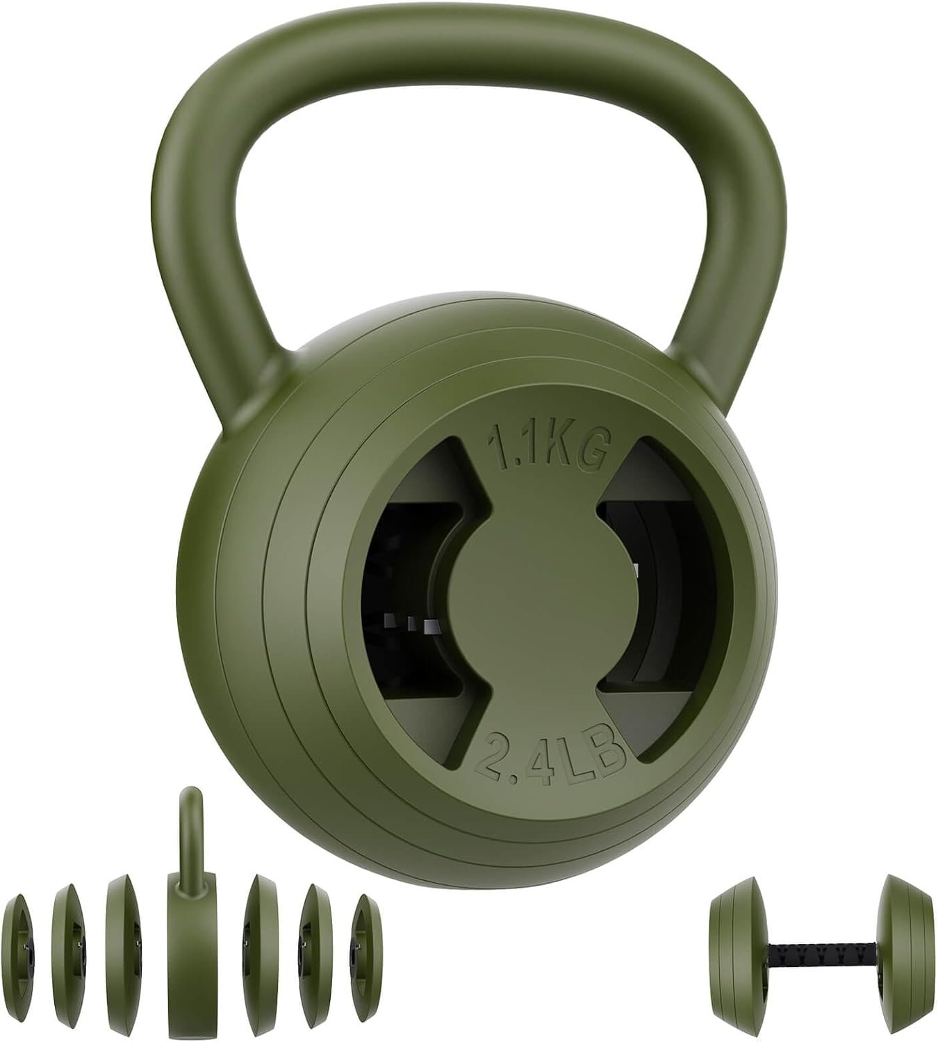 Hezeyferg 2-in-1 Adjustable Kettlebell, 15-45 LB Kettlebells Weight Set with Wide Grip, 4.8-30 LB Dumbbell Weights for Home Gym Strength Training