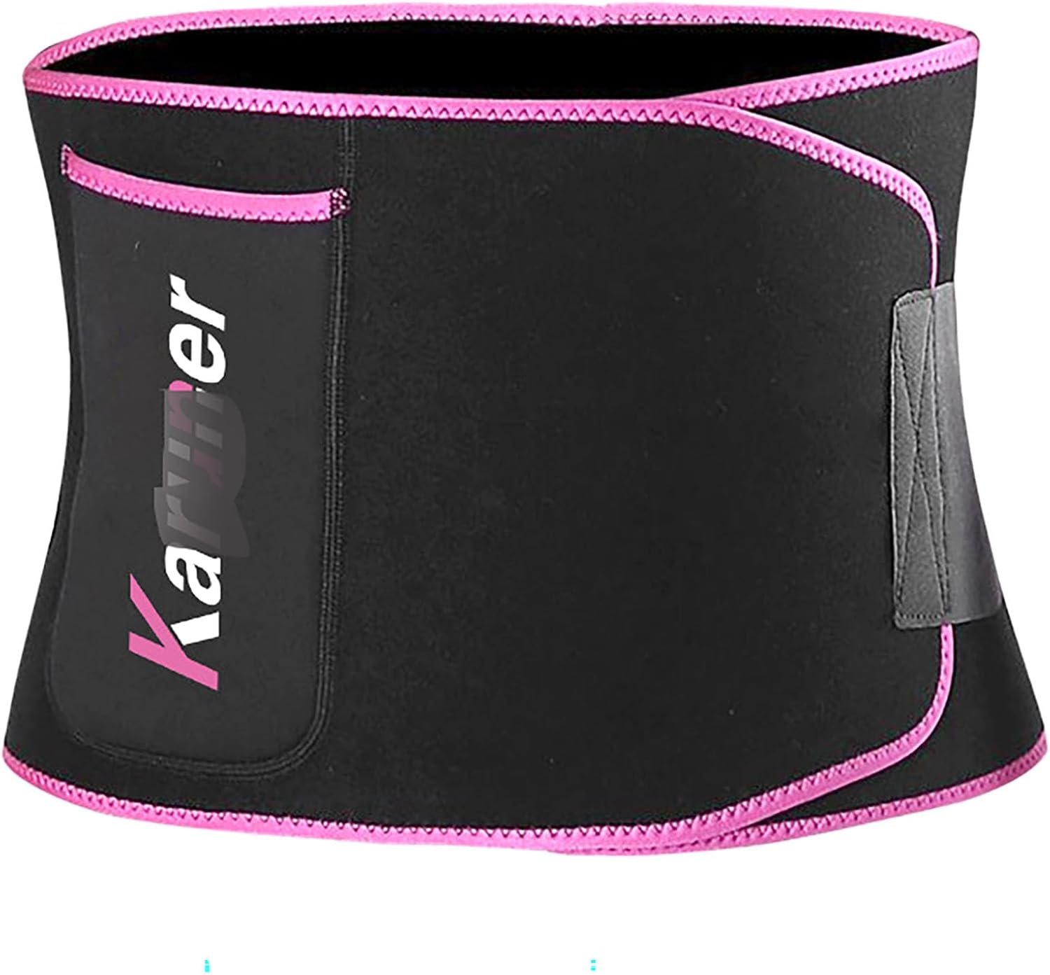 Elastic OK Cloth Black and Pink Waist Support Belt with Pocket for Yoga, Running and Sports