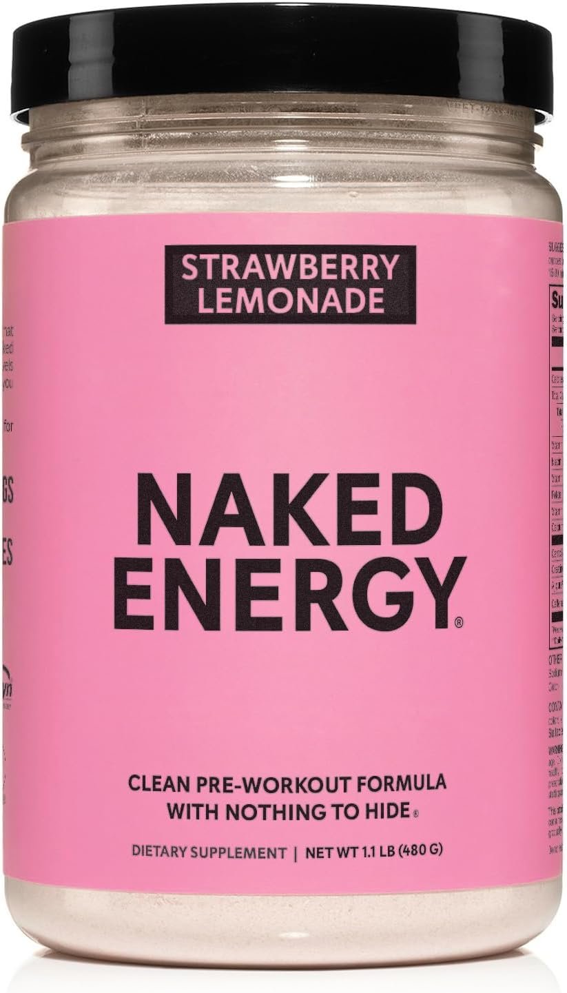 NAKED Strawberry Lemonade Energy – Clean Pre Workout Supplement for Men and Women, NSF Certified, Vegan Friendly, No Added Sweeteners, Colors Or Flavors – 30 Servings