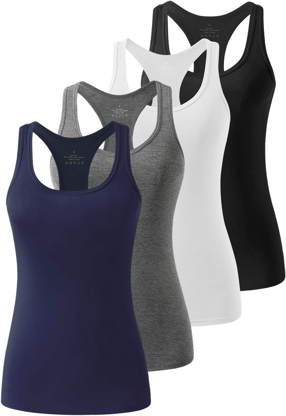 Femdouce Racerback Workout Tank top for Women Activewear Running top Yoga 4 Pack