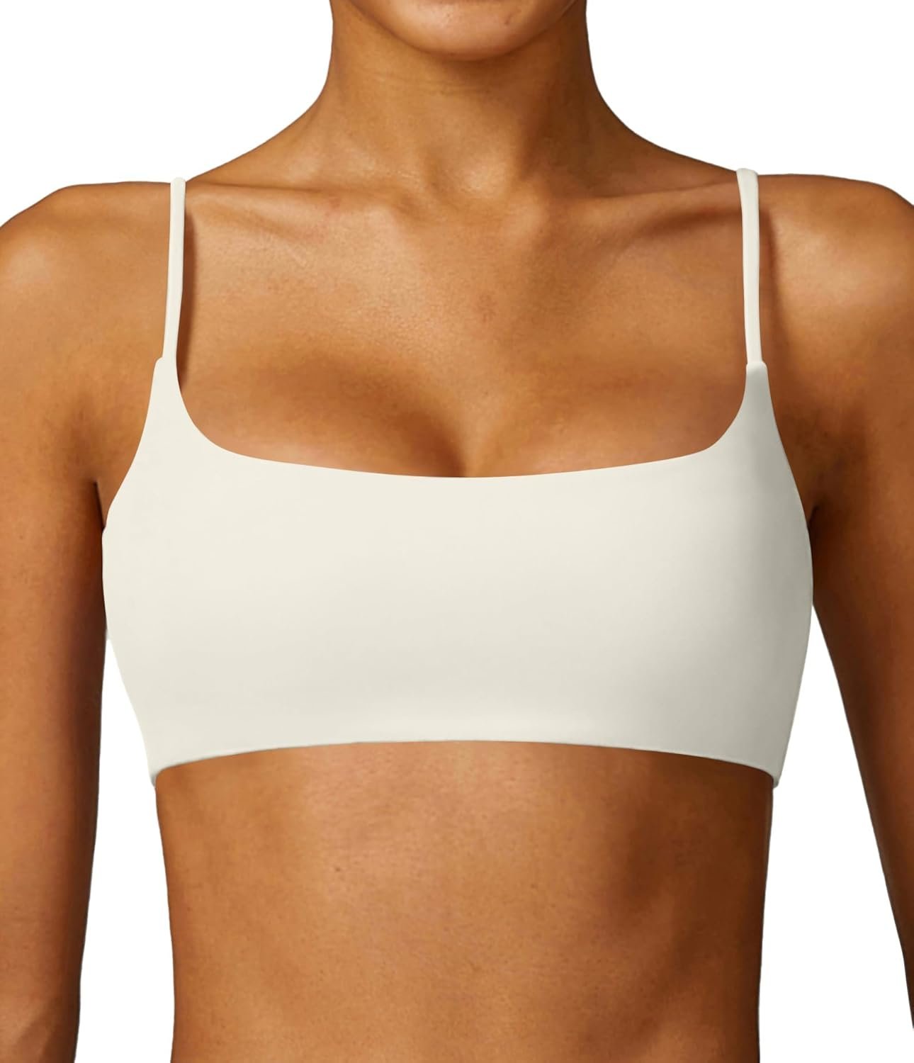 Comper Women’s Sports Bra with Thin Straps Stretchy Wirefree Workout Bras Lightweight Workouts Bralette with Removable Pads