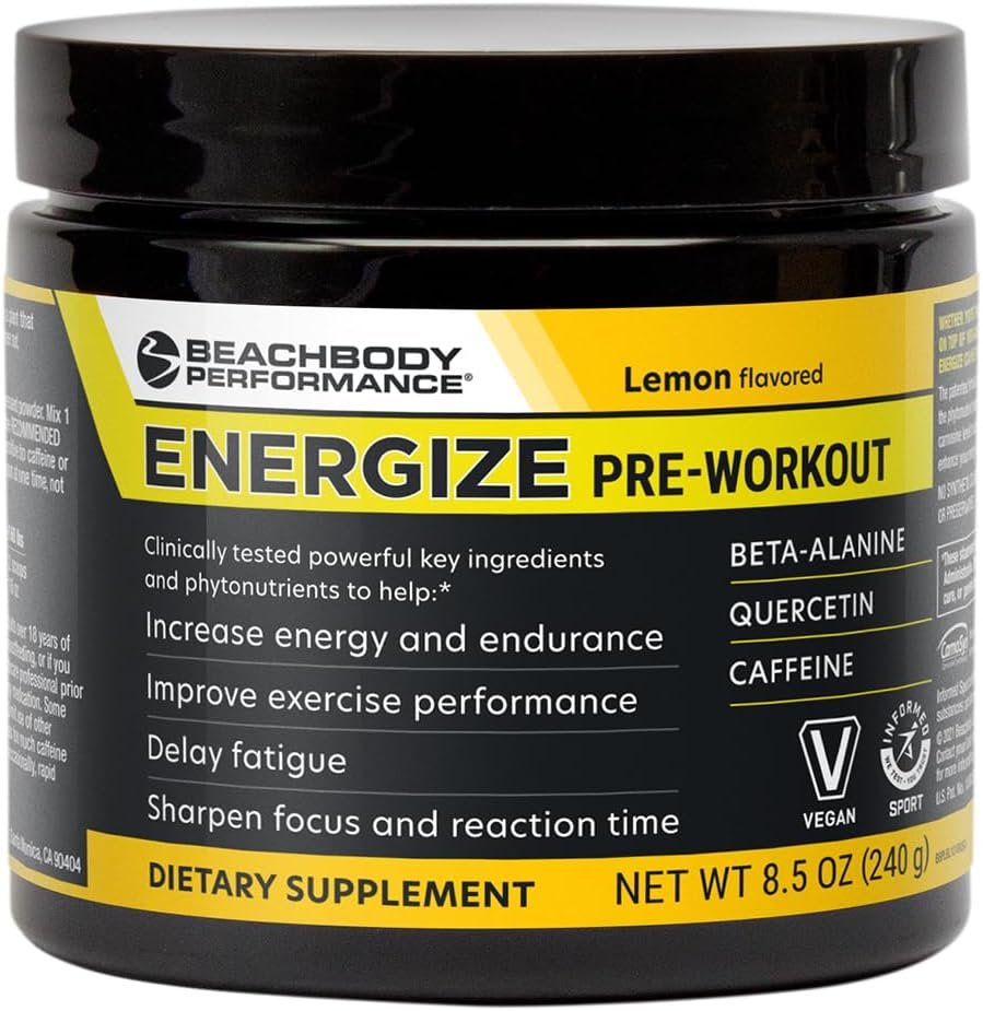 BODi Energize Pre Workout Powder – Beta-Alanine, Quercetin & Low-Dose Caffeine Formula for Enhanced Energy & Focus, Increase Energy & Endurance Supplement, Lemon Flavored, 40 Servings