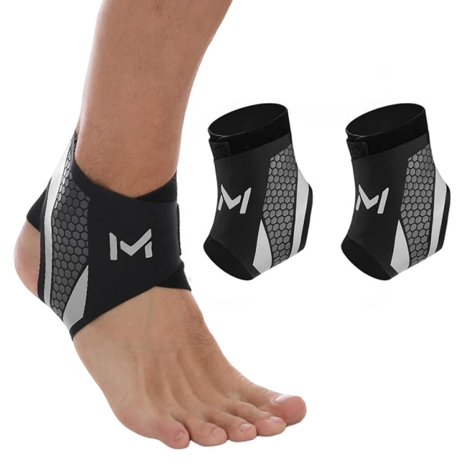 2-Pack Ankle Brace for Men & Women, Adjustable Figure-8 Stabilizer with Straps for Basketball, Volleyball & Running, Compression Sleeve for Sprained Ankle, Plantar Fasciitis & Tendonitis Relief