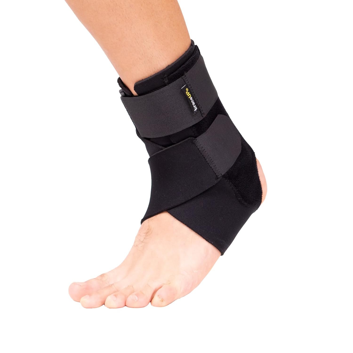 BraceUP Ankle Brace – Relieve Pain, Enhance Stability for Foot Pain, Sprained Ankle, Achilles Tendonitis, Men and Women (Black)
