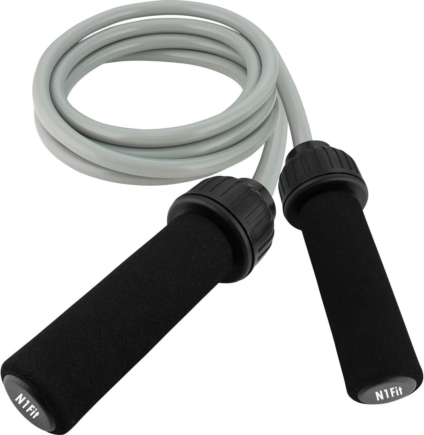 Weighted Jump Rope Workout (1LB) – Tangle-Free Ball Bearing Speed Skipping Rope for MMA Boxing Weight-loss Crossfit Fitness Home Exercise – Adjustable Rope Foam Handles for Men Women Cardio Training