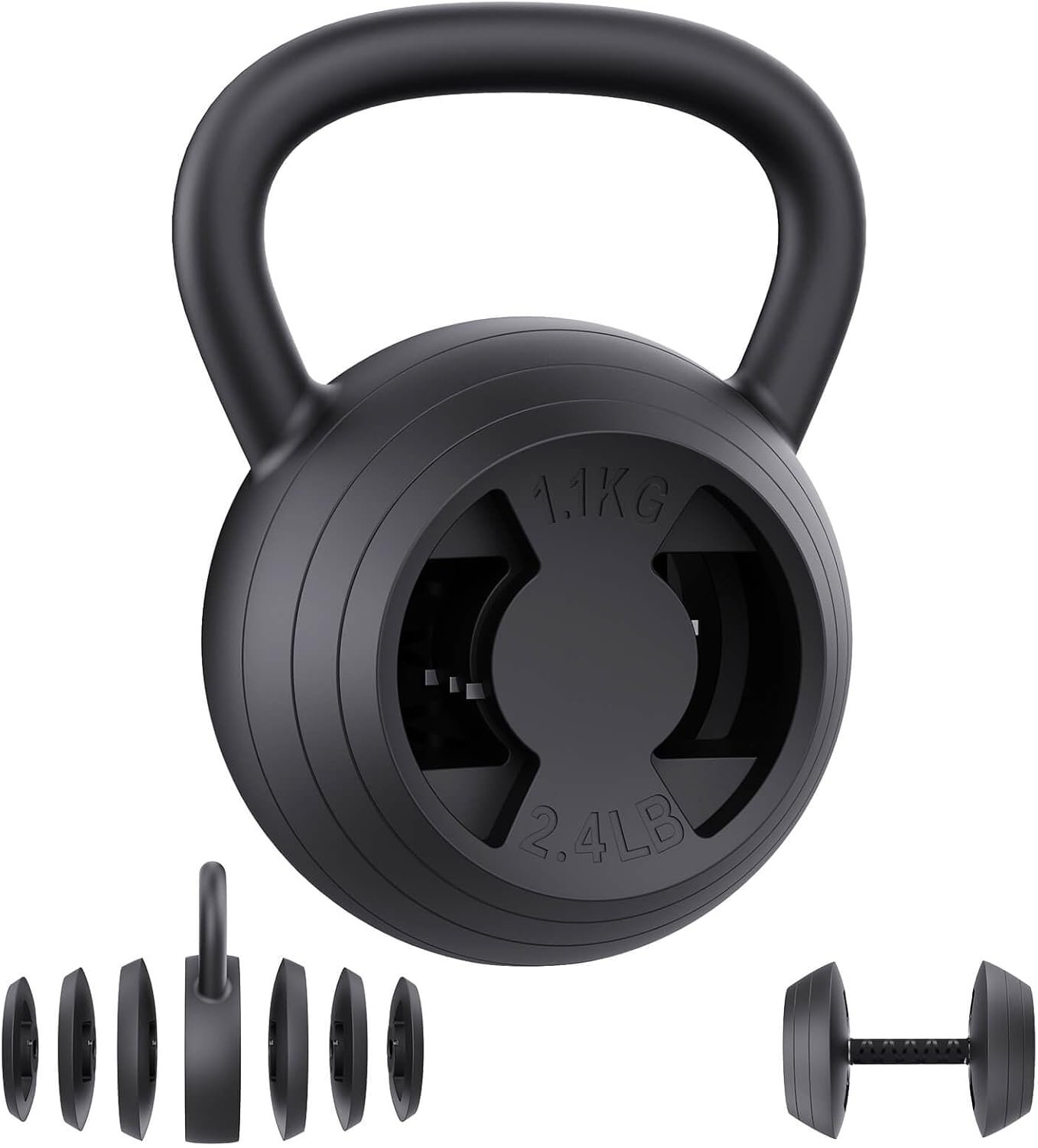 Hezeyferg 2-in-1 Adjustable Kettlebell, 15-45 LB Kettlebells Weight Set with Wide Grip, 4.8-30 LB Dumbbell Weights for Home Gym Strength Training