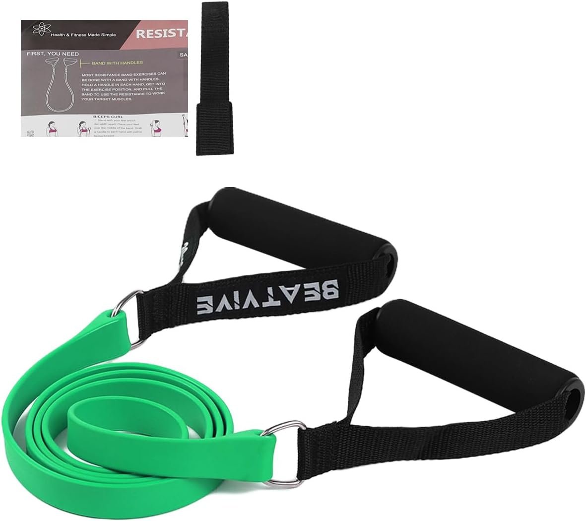 Exercise Bands with Handles, Resistance Bands with Handles, Ideal for Physical Therapy, Strength Training, Muscle Toning – Door Anchor and Starter Guide Included
