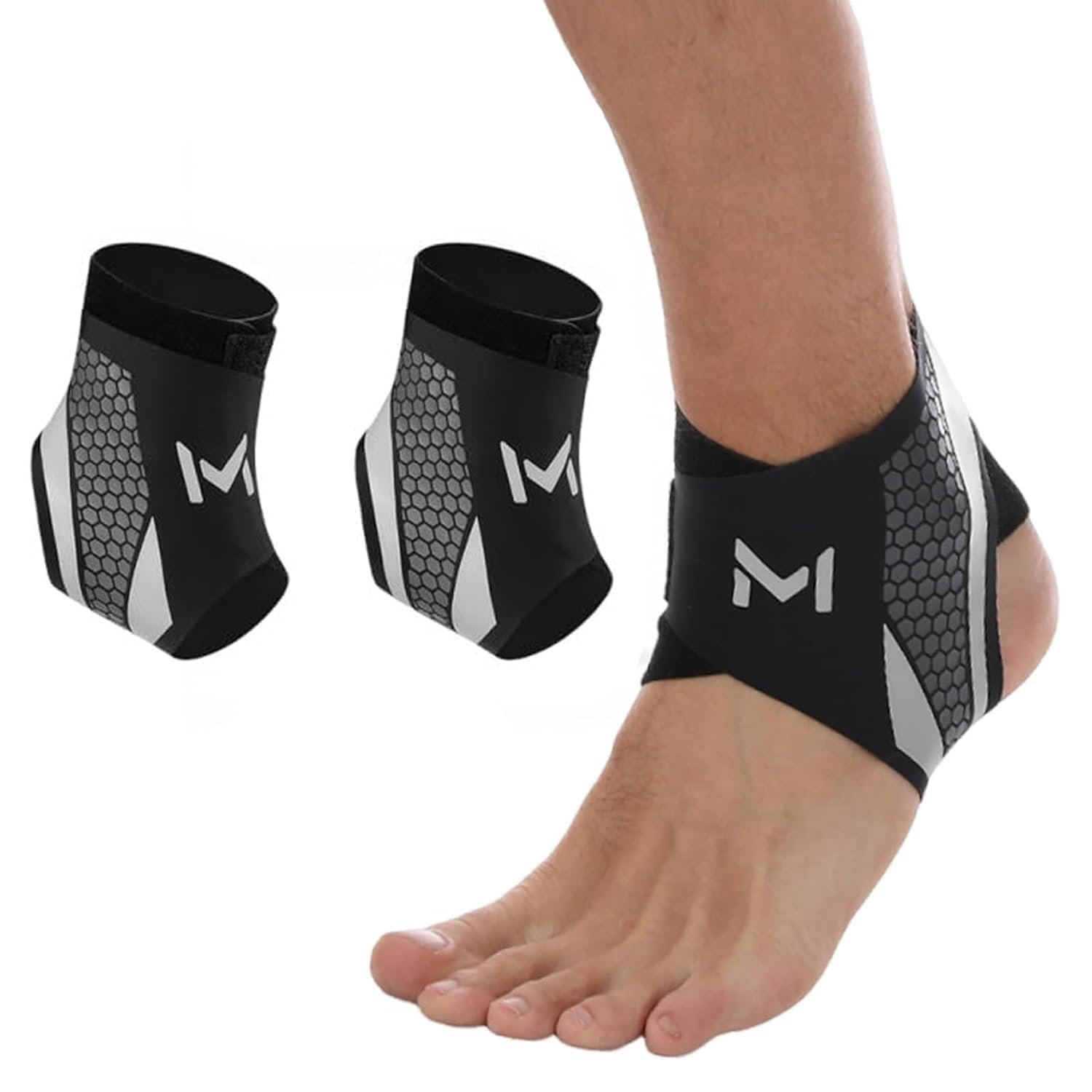 Ankle Brace 2 Pack for Men & Women, Adjustable Lace-Up Ankle Support with Straps, Breathable Compression Stabilizer for Sports, Running, Basketball & Daily Wear (Gray)