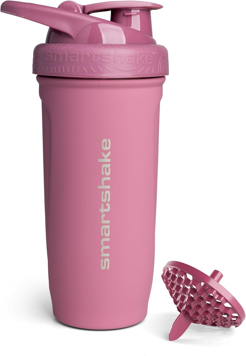 Smartshake Reforce Stainless Steel Protein Shaker Bottle – Non Insulated Unisex Gym Bottle | Metal Shaker Bottles – 900 ml | 30 oz – Leakproof Screw-On Lid – DEHP & BPA Free (Deep Rose)