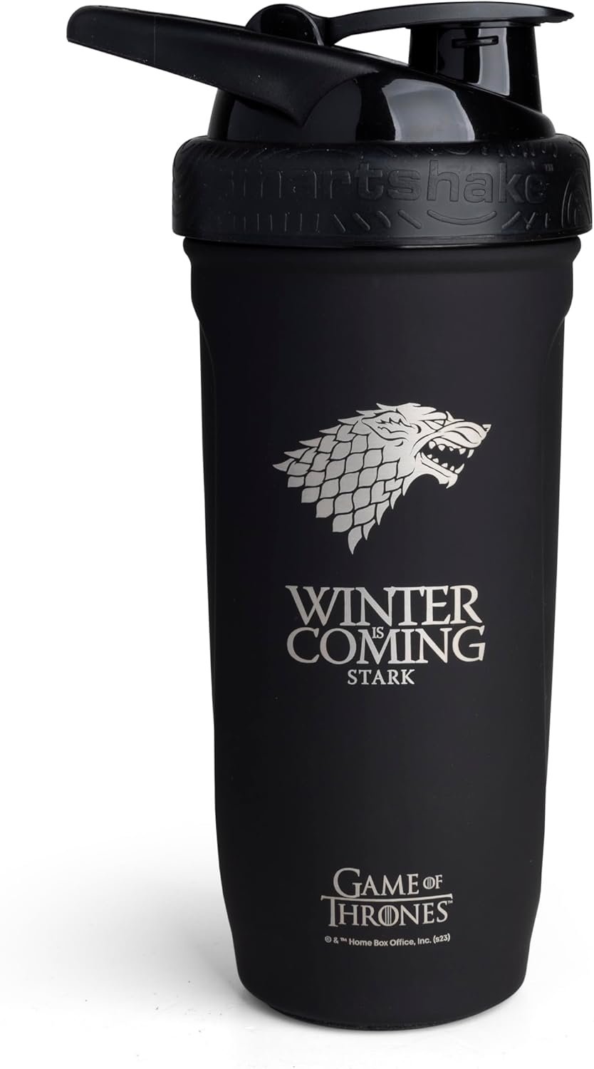 Smartshake Reforce Stainless Steel Protein Shaker Bottle – Non-Insulated Metal Gym Shaker Bottles – 900ml | 30oz – Solid Leakproof Screw Lid, BPA Free, DEHP Free, Game of Thrones – Winter Is Coming