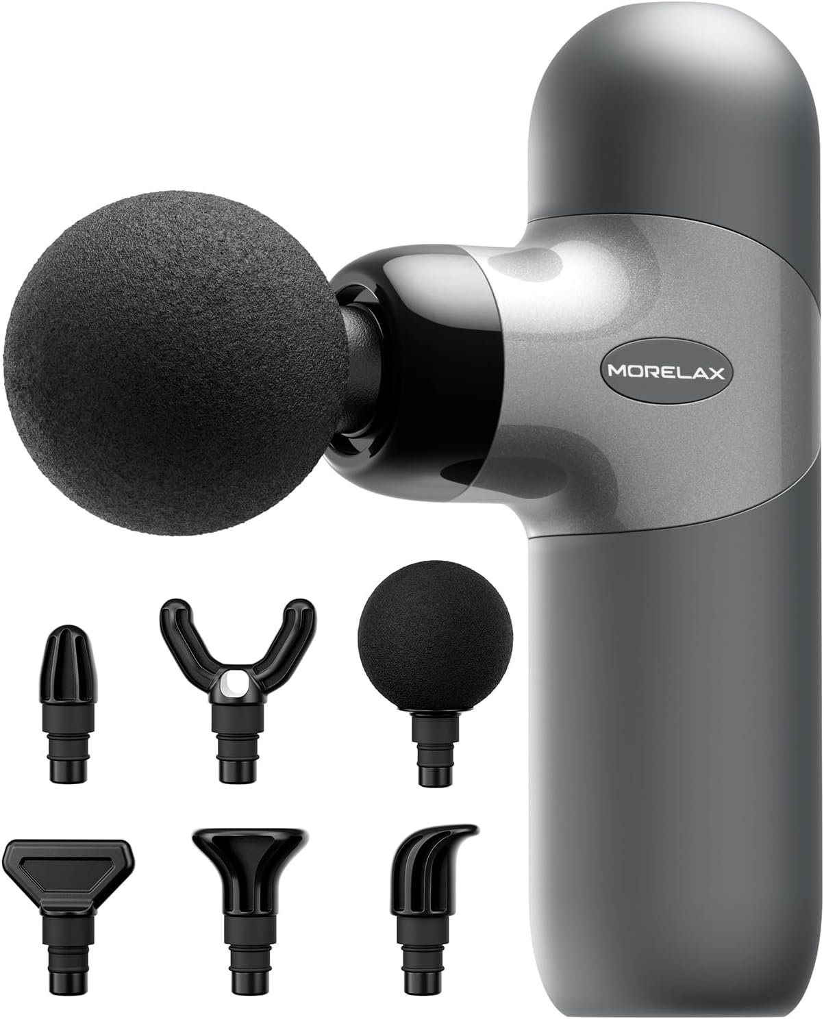 Morelax Mini Massage Gun, Fathers Day Dad Gifts, Handheld Massager for Deep Tissue, Compact Sports Travel Massage Gun with 6 Heads & 4 Speeds, Gift for Her/Him, Home, Athletes
