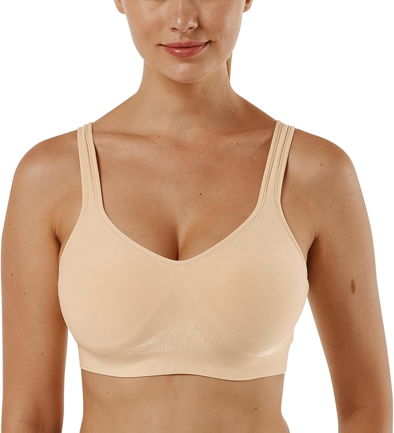 Vertvie Women’s Wirefree Bras Seamless Full Coverage Plus Size Sports Bra for Sleeping Yoga Workout Everyday Wear Bralette