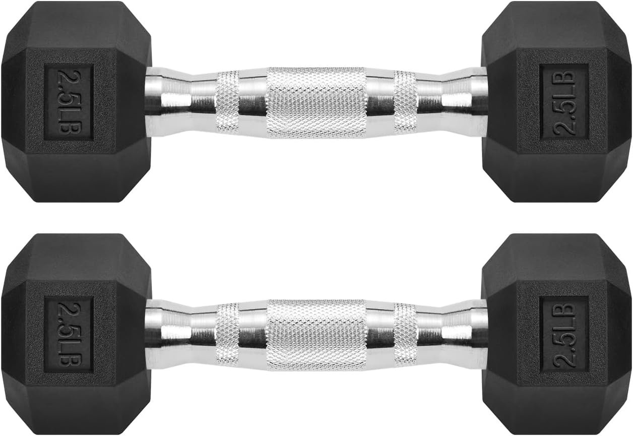 Hex Dumbbells Rubber Coated Cast Iron Hex Black Dumbbell Free Weights for Exercises