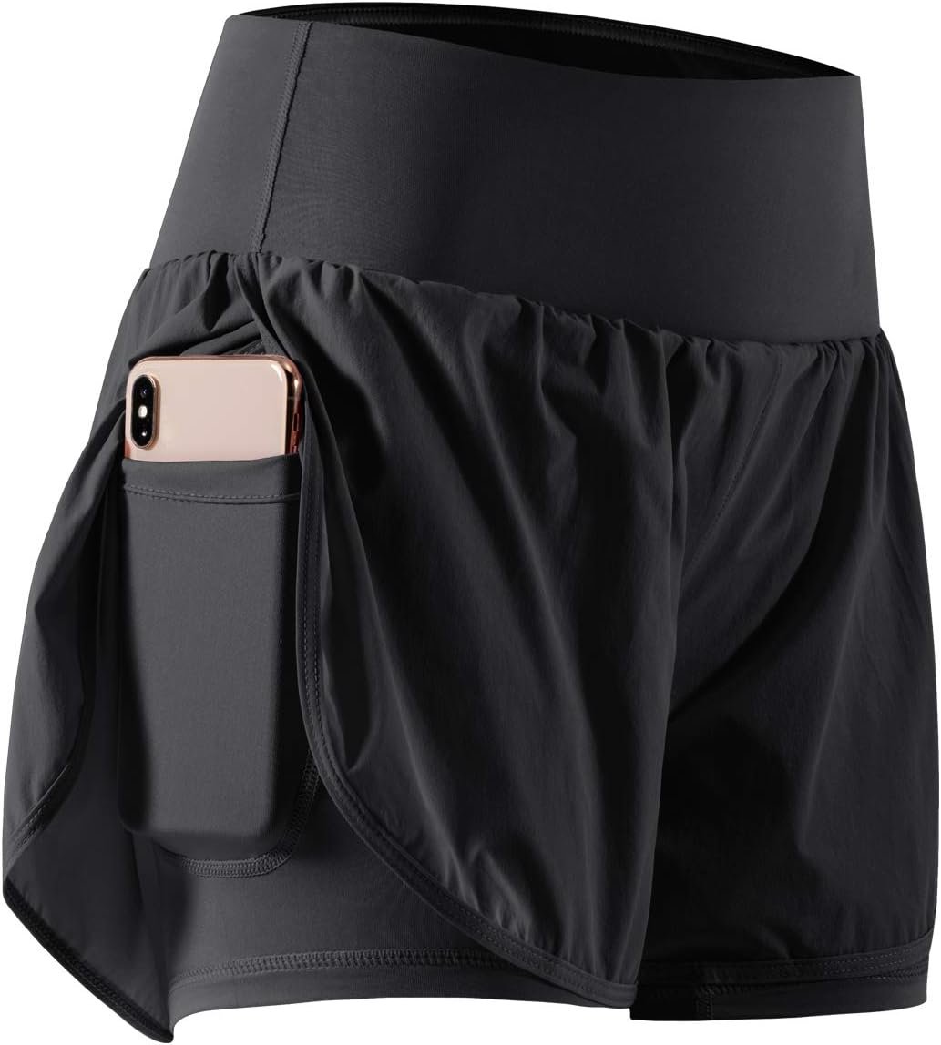 CADMUS 2 in 1 Women’s Workout Shorts for Athletic Gym Running Shorts with Phone Pockets