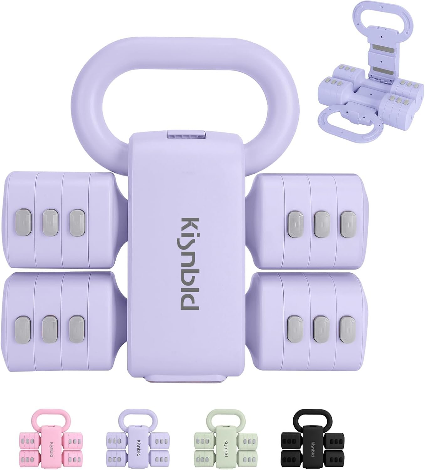 kisnbld Adjustable Dumbbell Set of 2, 4 in 1 Free Weights Dumbbells Set for Women with Fast Adjustment, Each 2lb 3lb 4lb 5lb Hand Weights Set for Home Gym & Outdoor Exercise Training