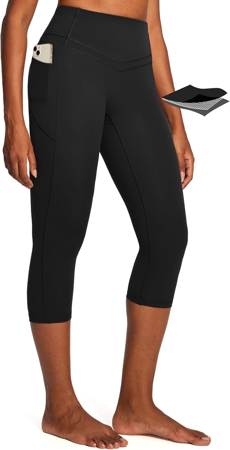 IUGA Capri Leggings for Women Tummy Control Compression Leggings Workout High Waist Athletic Yoga Pants with Pockets
