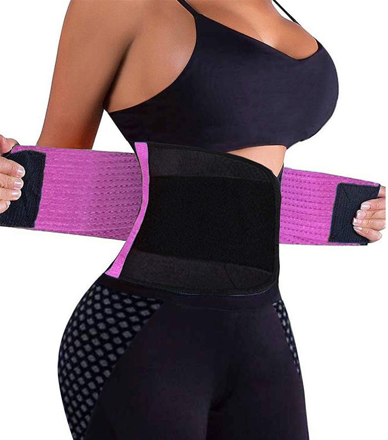 KOOCHY Waist Trainer for Women – Waist Trimmer Back Support Belt Sweat Wrap for Weight Loss Workout Fitness Gym Sport