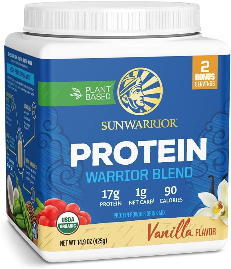 Organic Plant Based Protein Powder | Vegan Organic Protein Powder Vanilla Flavored with BCAA Amino Acids & Hemp Seed Pea Blend | Non-GMO Soy Dairy Filler & Gluten Free (Vanilla, 17 Servings)