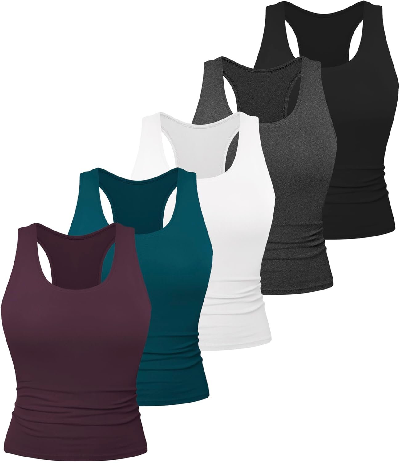 Dalavch 5 Pack Women’s Workout Racerback Tank Tops Spandex Yoga Athletic Running Gym Sports Crop Tops for Women