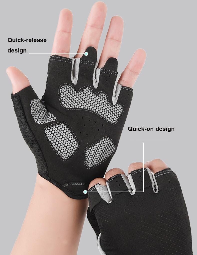 INOGIH Half-Finger Workout Gloves for Men and Women – Anti Slip Exercise Gloves for Weight Lifting, Cycling, Gym, Training