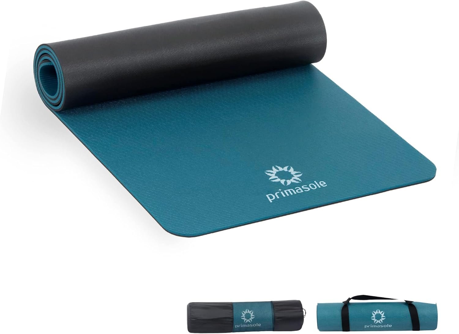 Primasole PER Eco-Friendly 2-Color Yoga Mat (0.4″) – Secure Grip for Yoga, Pilates, Gym, Tear-Resistant, Portable w/Strap & Bag, 68×24″ Forest Green/Black, All Levels,Easy to Clean