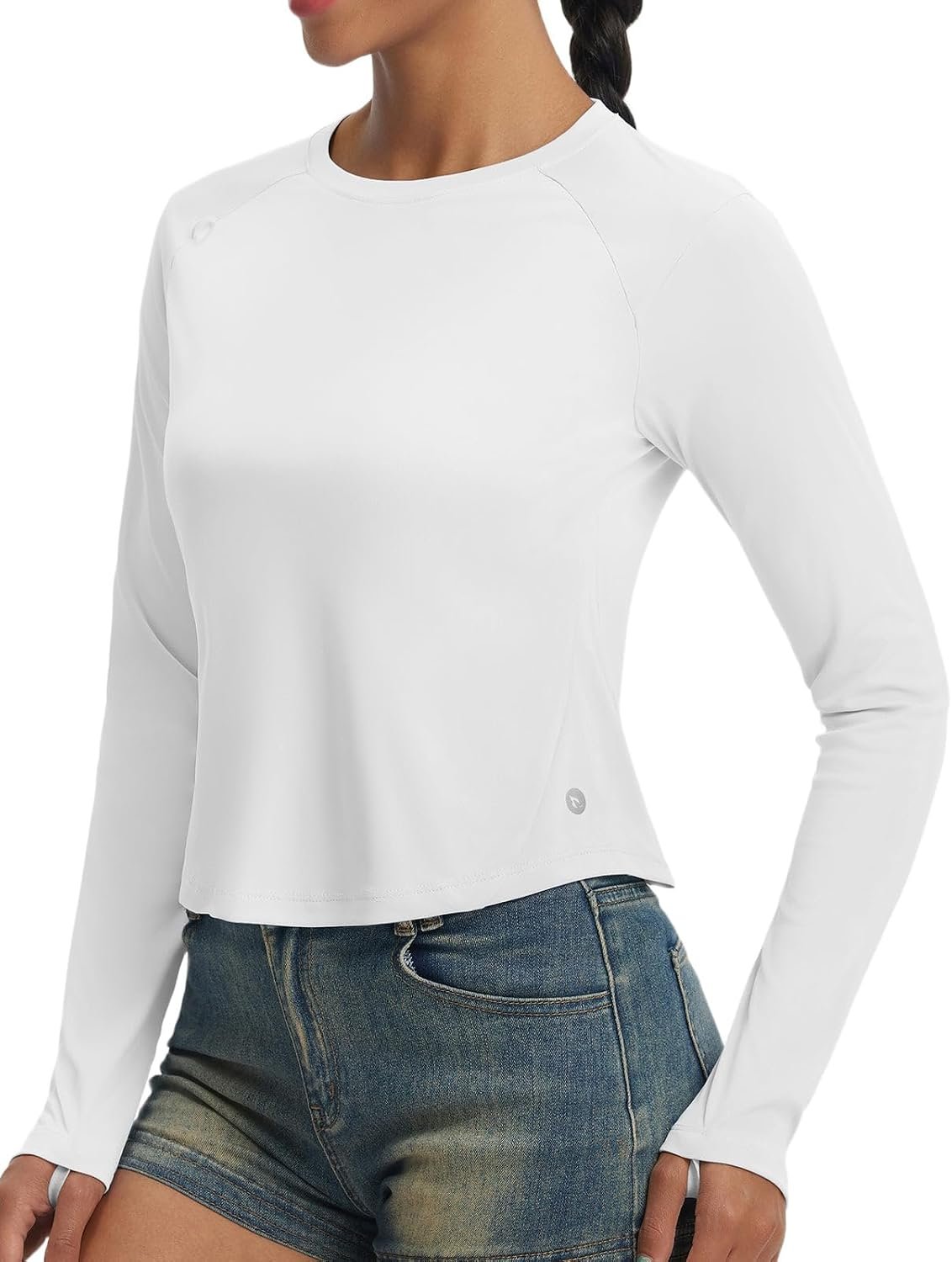 baleaf Women’s UPF 50+ Long Sleeve Sun Shirts Crop Rash Guard UV Workout Tops SPF Slim Fit Lightweight Athletic Hiking