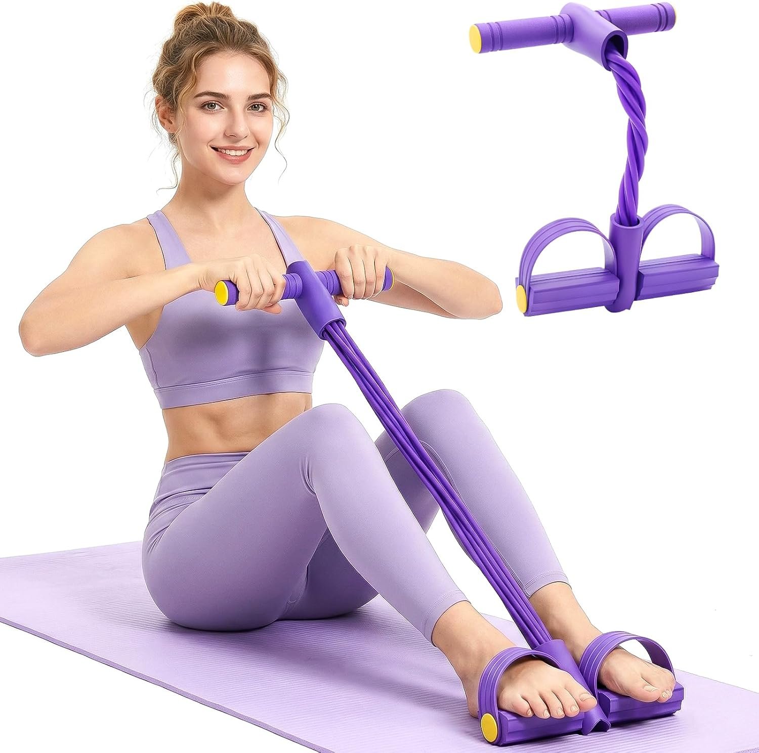 Pedal Resistance Band with Handles, Enhanced 6-Tube Foot Pedal Resistance Band, Multifunction Tension Rope for Full Body Workout, Manual Tension Training Pedal for Arms Legs Abs Waist Home Gym