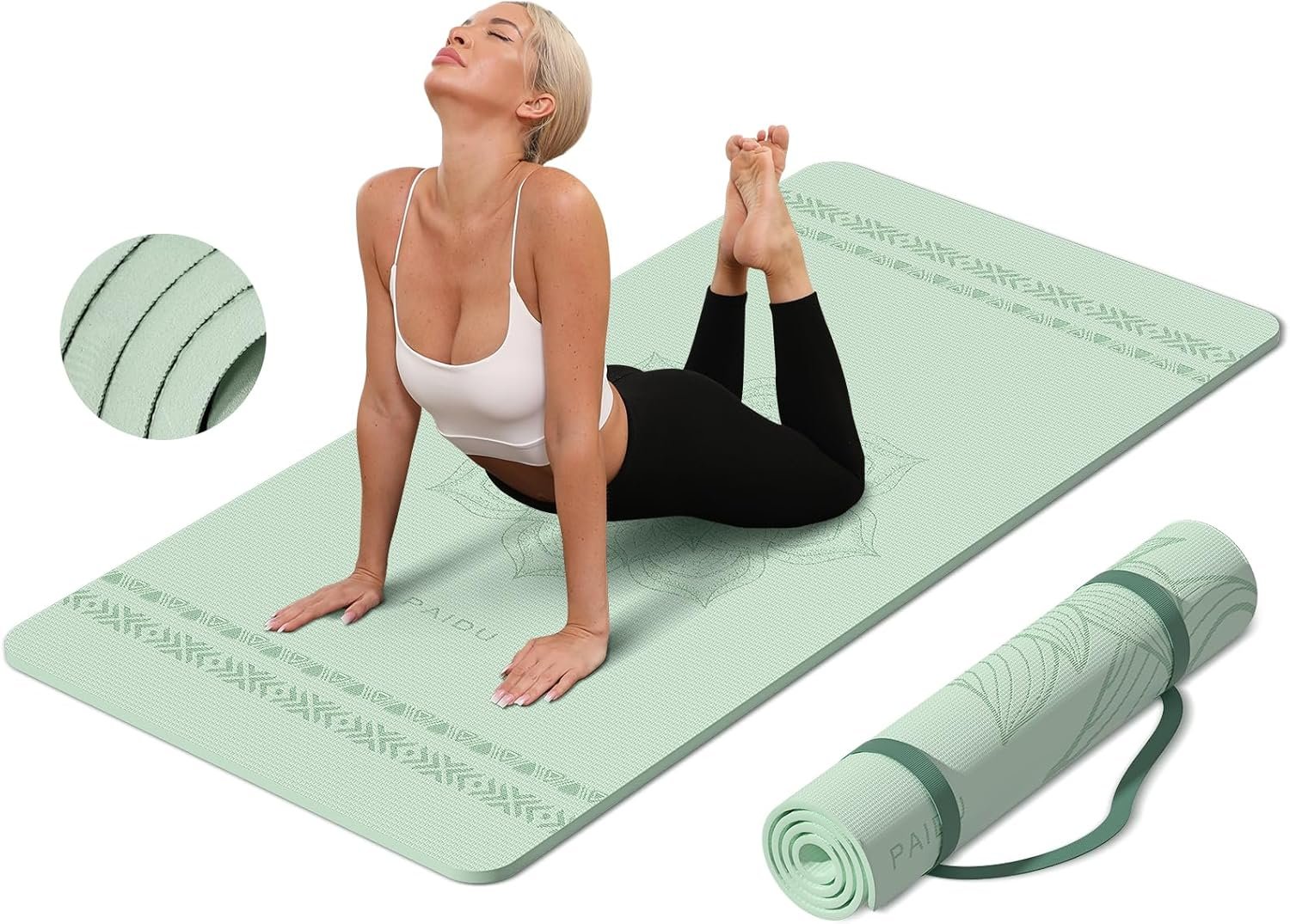 PAIDU Large Yoga Mat-72’x36’x0.4’ Extra Width ＆ Thick,Comfortable,Non-Slip Exercise Mat-Works Great on All Floor for Stretching,Yoga Studio,Gym or Home Workouts