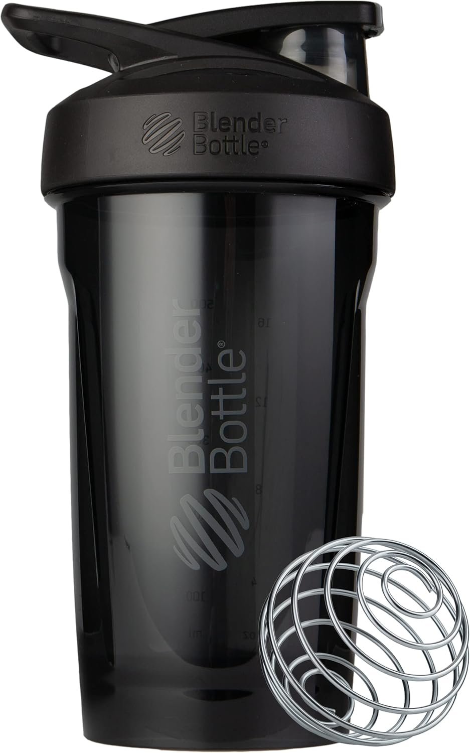 BlenderBottle Sport Shaker Bottle with Wire Whisk, 24-Ounce, Black – Protein Shakes & Hydration for Athletes & Fitness Enthusiasts, Easy Mixing, Durable & Lightweight, Lockable Lid