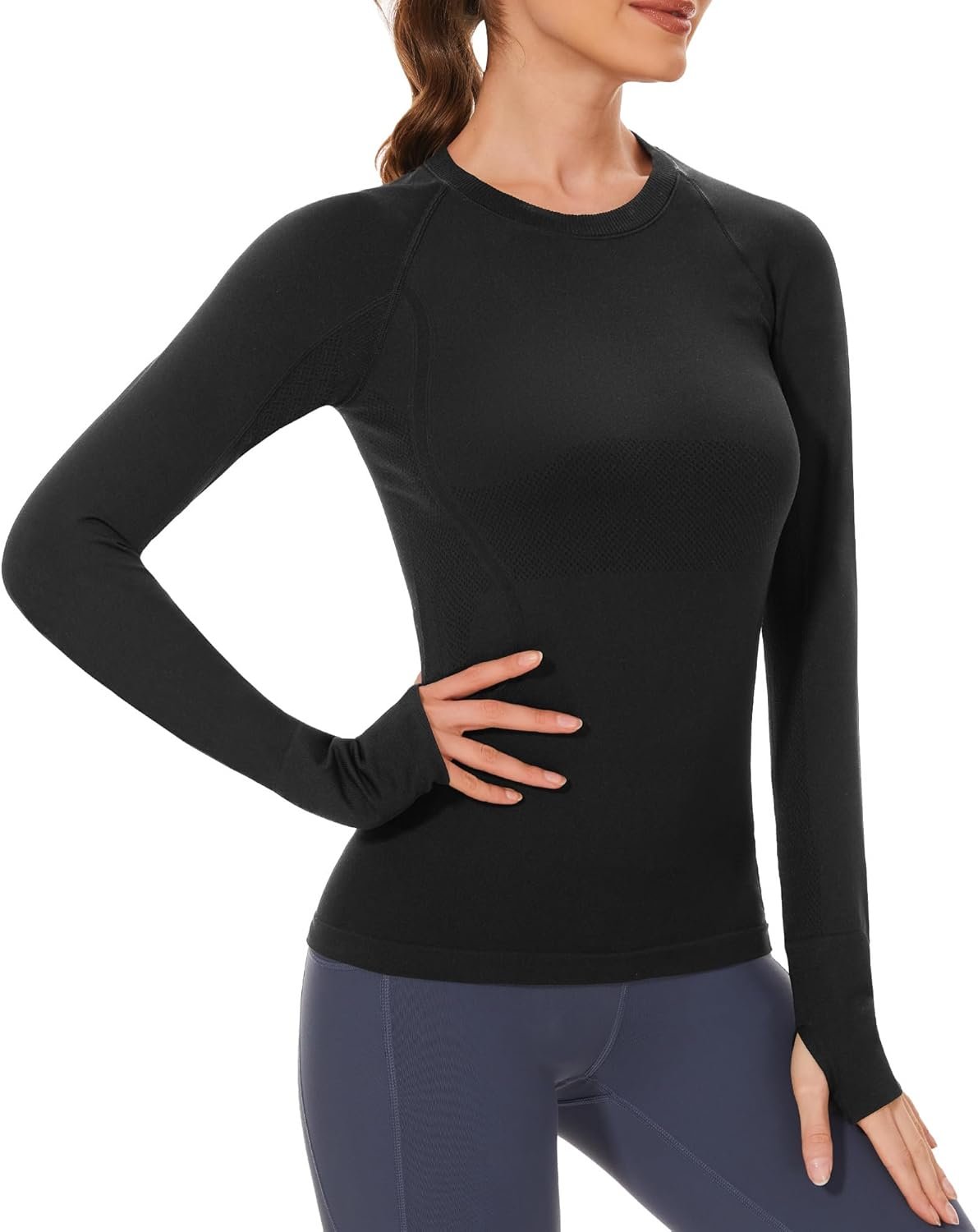 Stelle Women Workout Tops Long Sleeve Seamless Compression Athletic Shirts Yoga Gym Sports Breathable Tees