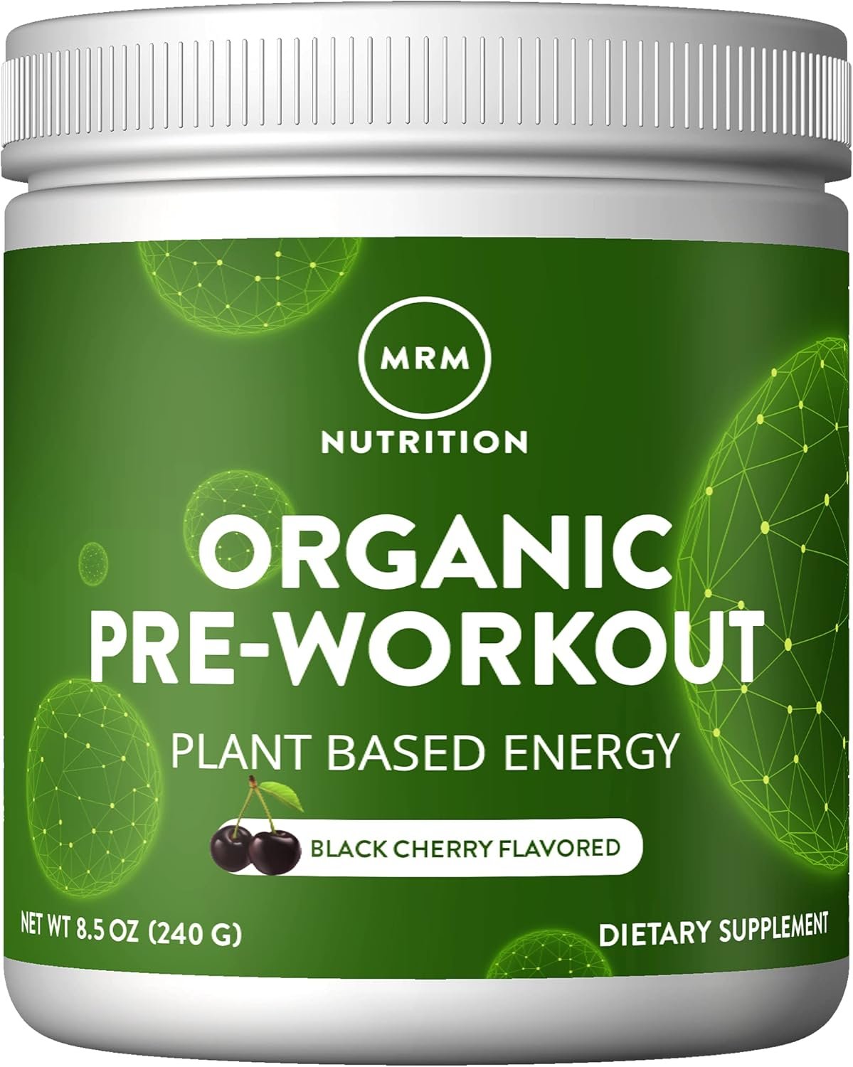 MRM Nutrition Organic Pre-Workout Powder – Women & Men, 150 mg Natural Caffeine & Adaptogens, Pure Energy, Focus & Blood Flow, Vegan, Certified Organic, Non-GMO – 20 Servings, Black Cherry Flavor
