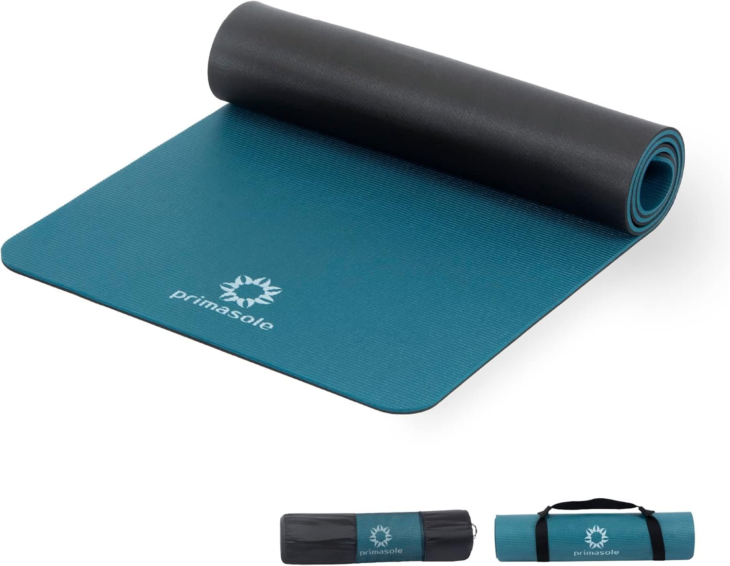 PRIMASOLE Yoga Mat Eco-Friendly Material 1/2 inch Non-Slip Yoga Pilates Fitness at Home & Gym 4 Colors with Carrying Case & Strap