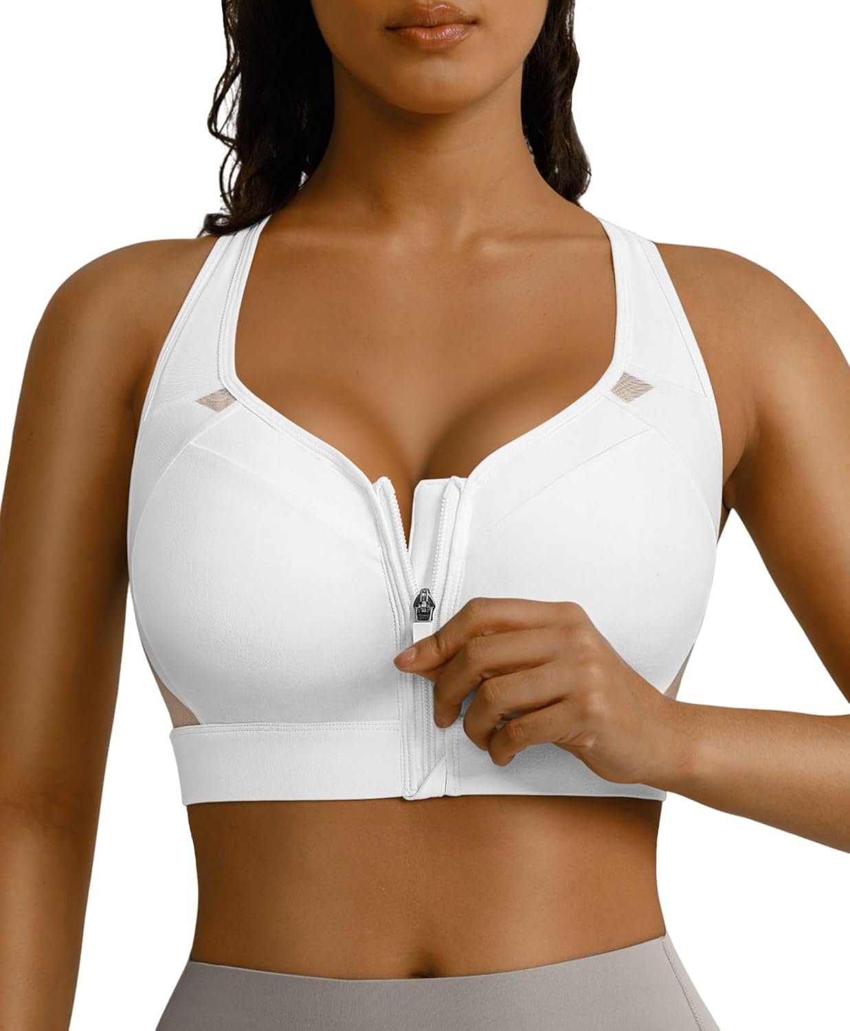 BRXL Sports Bras for Women Front Zip High Impact Adjustable Straps Sports Bra Workout Sports Bras with Sewn in Pads