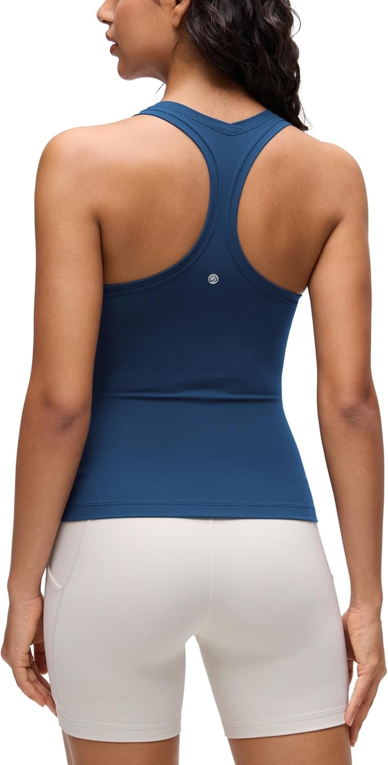CRZ YOGA Butterluxe Racerback Tank Tops for Women – Yoga Workout Casual Gym Athletic Camisole Tight Sleeveless Shirts