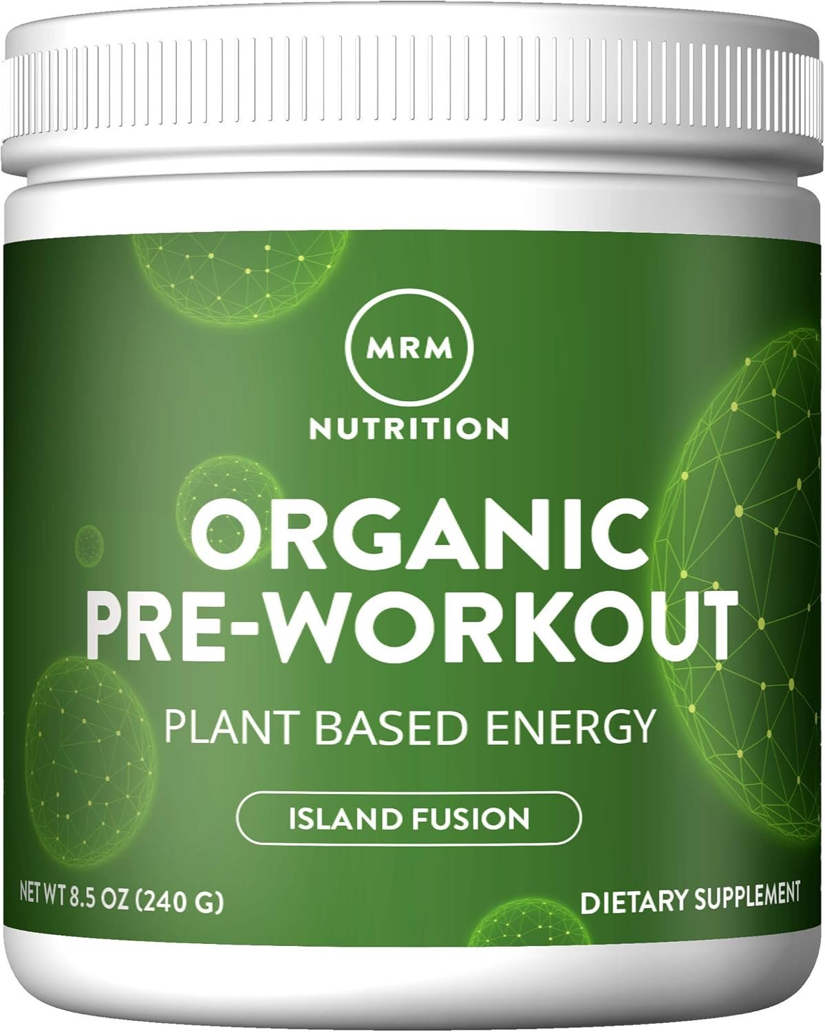MRM Nutrition Organic Pre-Workout Powder – Women & Men, 150 mg Natural Caffeine & Adaptogens, Pure Energy, Focus & Blood Flow, Vegan, Certified Organic, Non-GMO – 20 Servings, Island Fusion Flavor