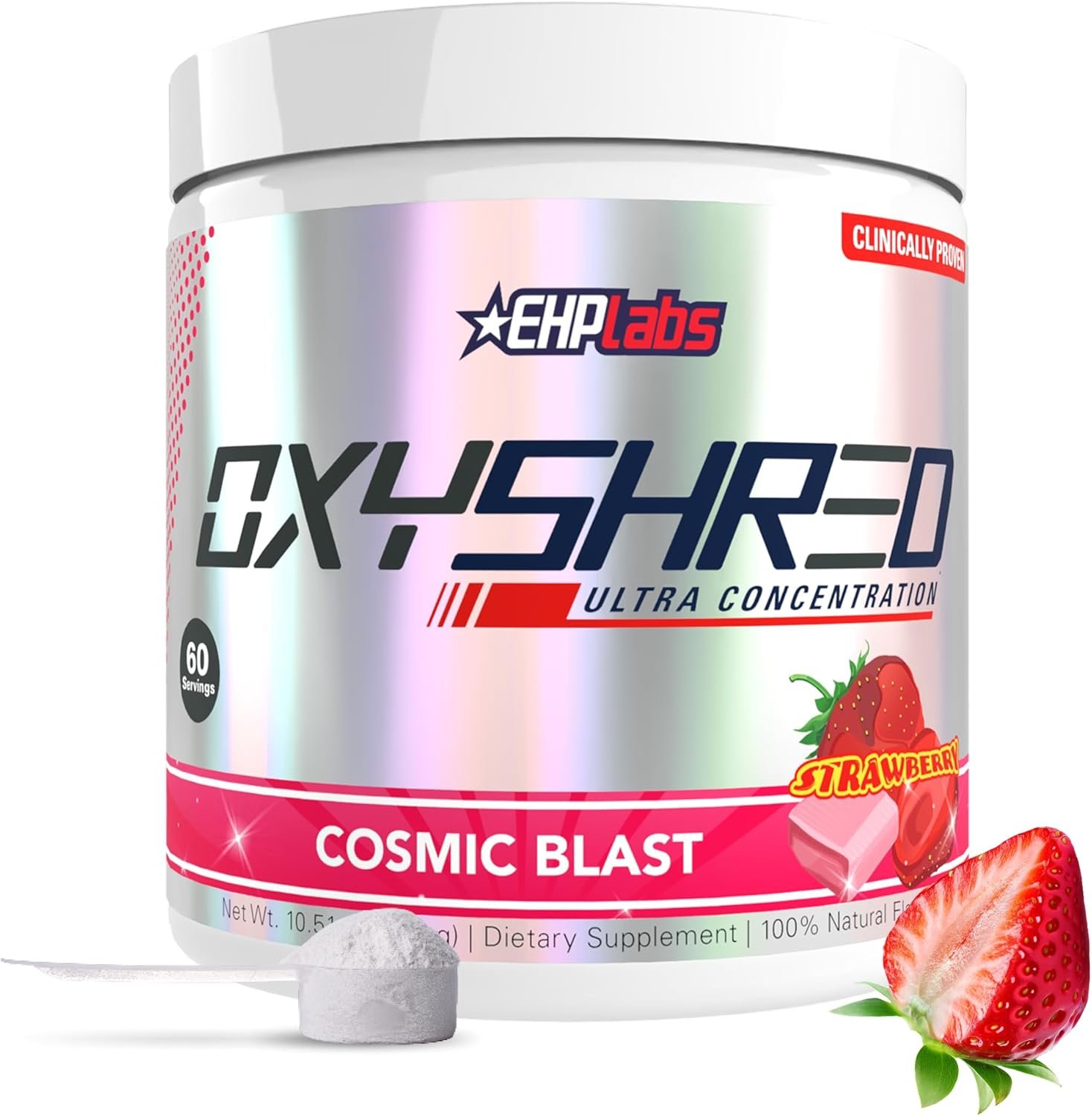 EHP LABS OxyShred Pre Workout Powder – Preworkout Powder with L Glutamine & Acetyl L Carnitine, Energy Boost Drink – Cosmic Blast, 60 Servings
