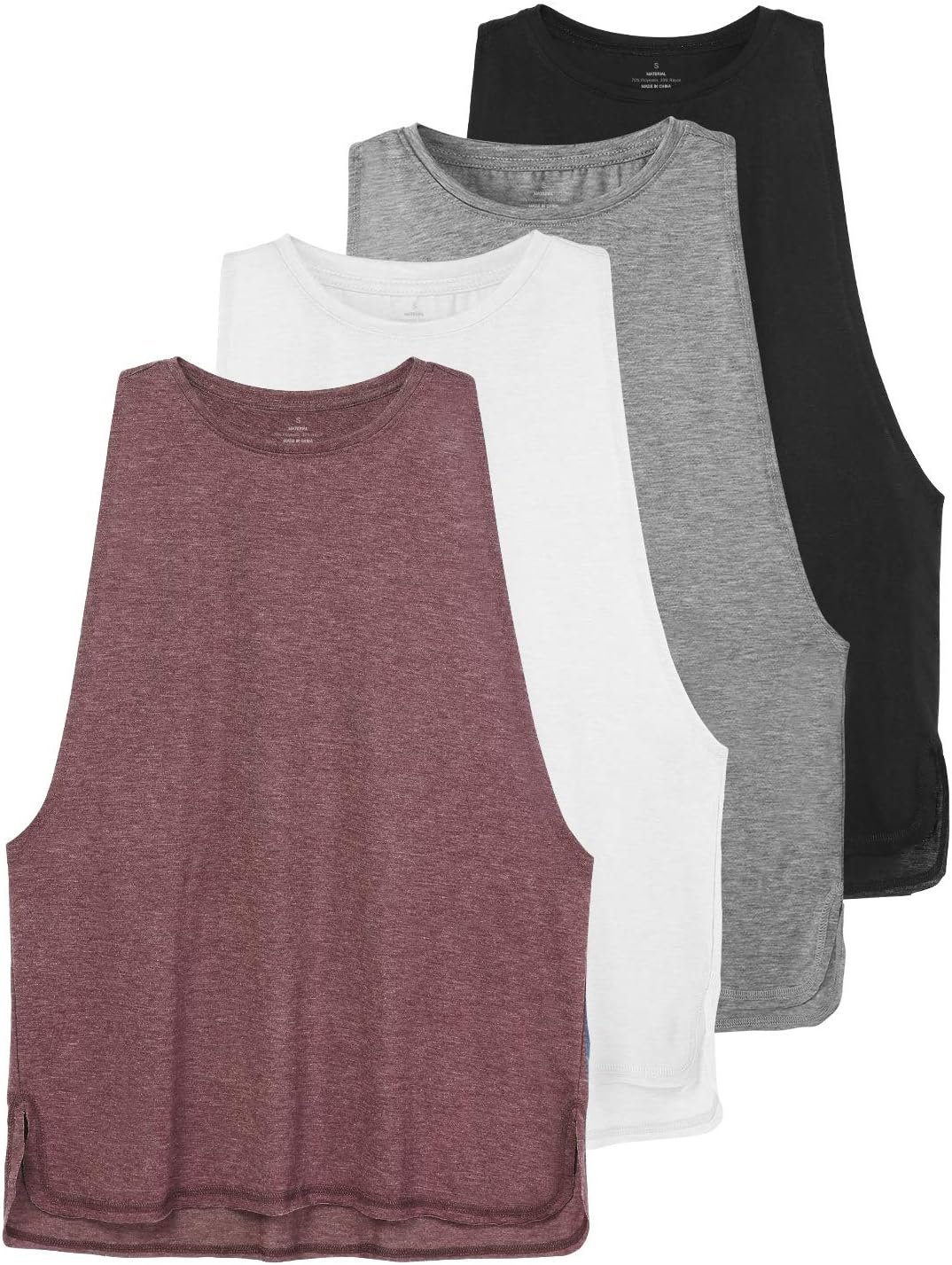 Cosy Pyro Workout Tank Tops for Women Lightweight Running Tanks Basic Gym Tops Sleeveless Athletic Yoga Shirts-4 Pack