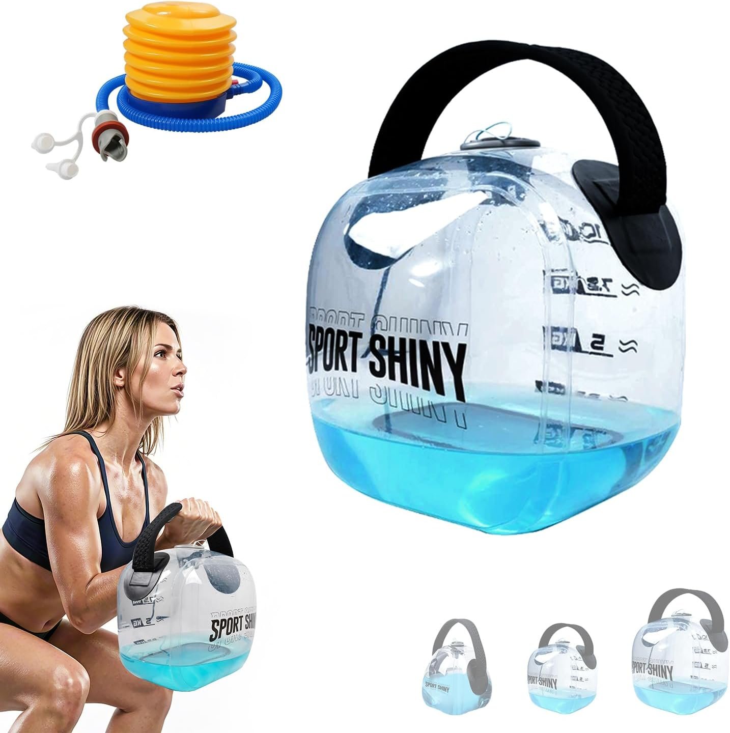EasyGo Kettlebells, Foldable Water-Filled Kettlebell, Adjustable Kettlebell (Cube, 5.5-22LB)