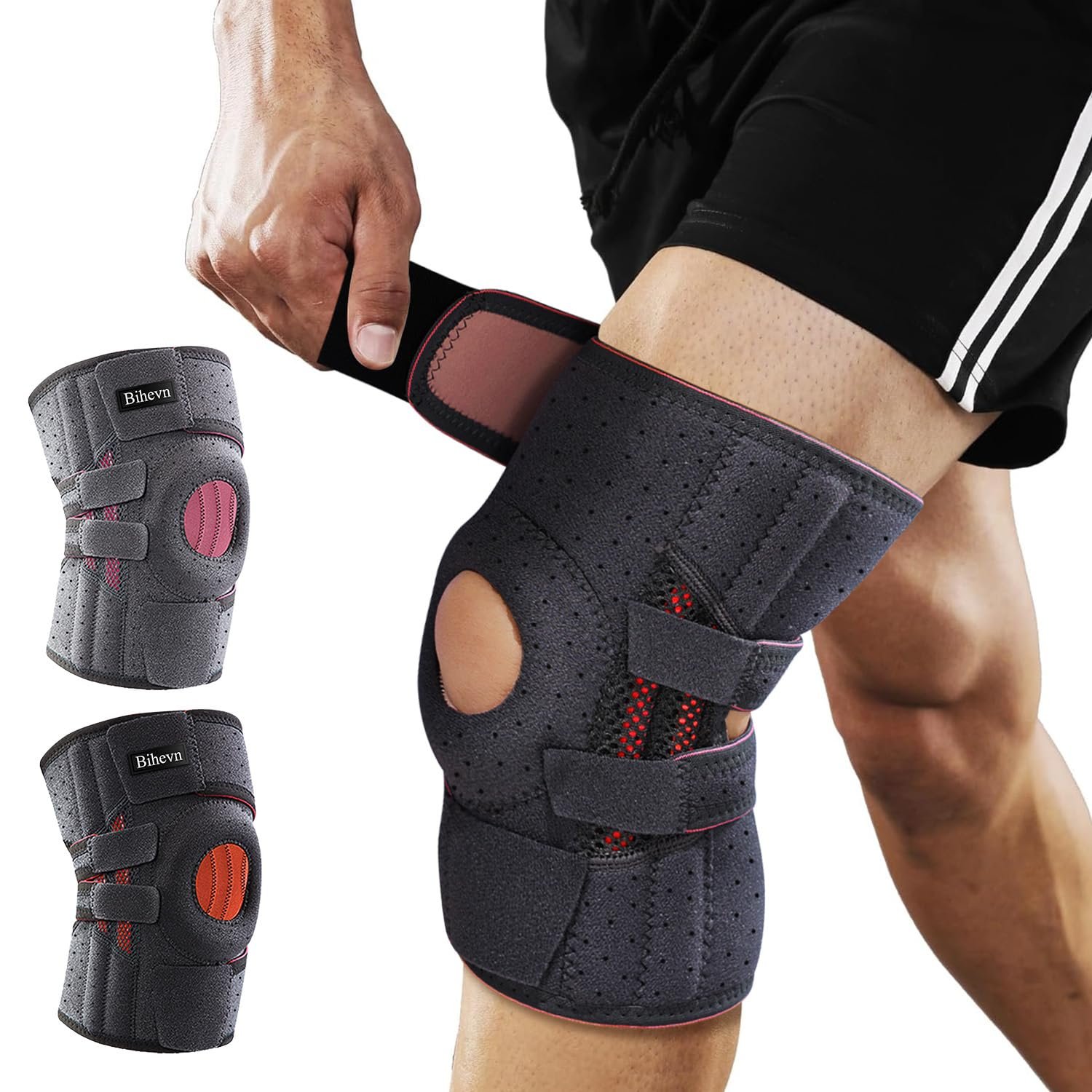 Knee Brace for Meniscus Tear, Arthritis, ACL & Knee Pain, Adjustable Support with Dual Side Stabilizers for Injury Recovery Black Size L (21-27.5″)