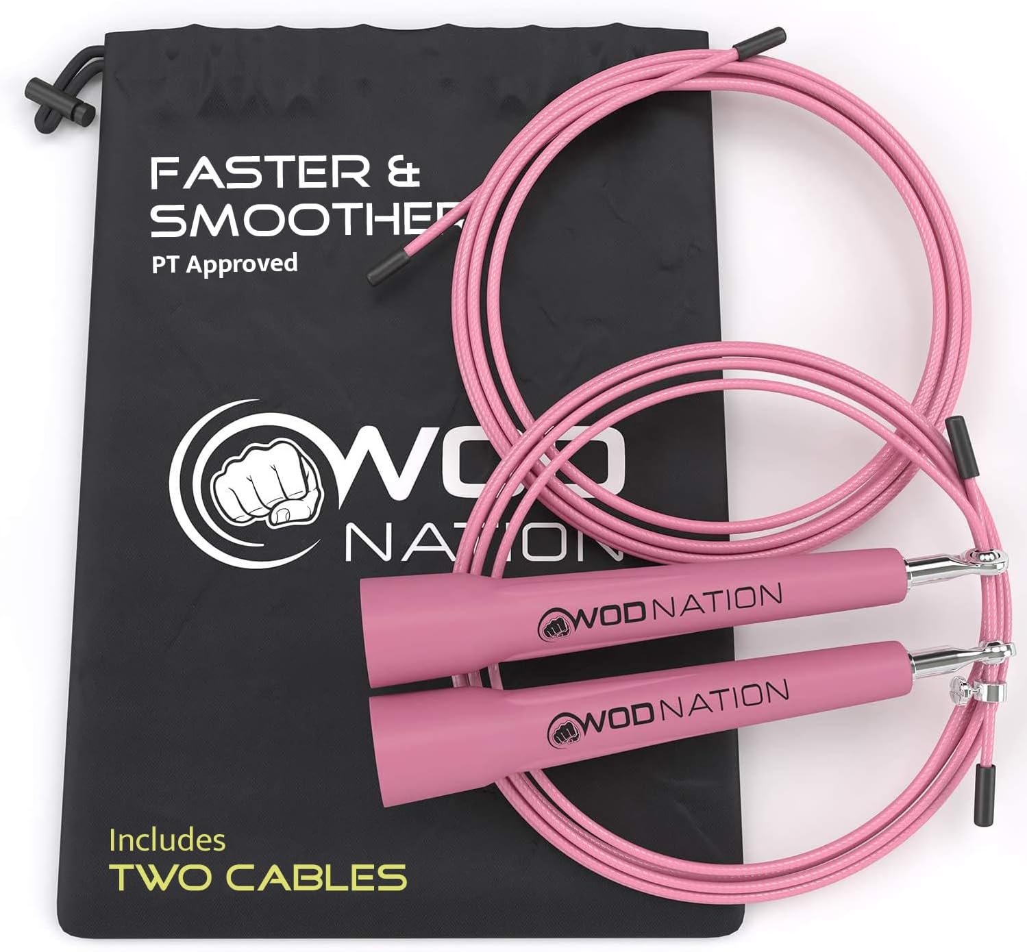 WOD Nation Adjustable Speed Jump Rope For Men, Women & Children – Blazing Fast Fitness Skipping Rope Perfect for Boxing, MMA, Endurance