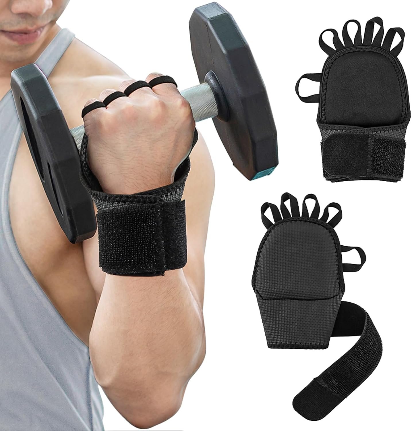Workout Gloves for Men & Women, Wrist Wraps for Weightlifting Fingerless Gym Gloves with Wrist Support, Breathable Palm Padding Ideal for Gym, Fitness, Cross Training, Cycling