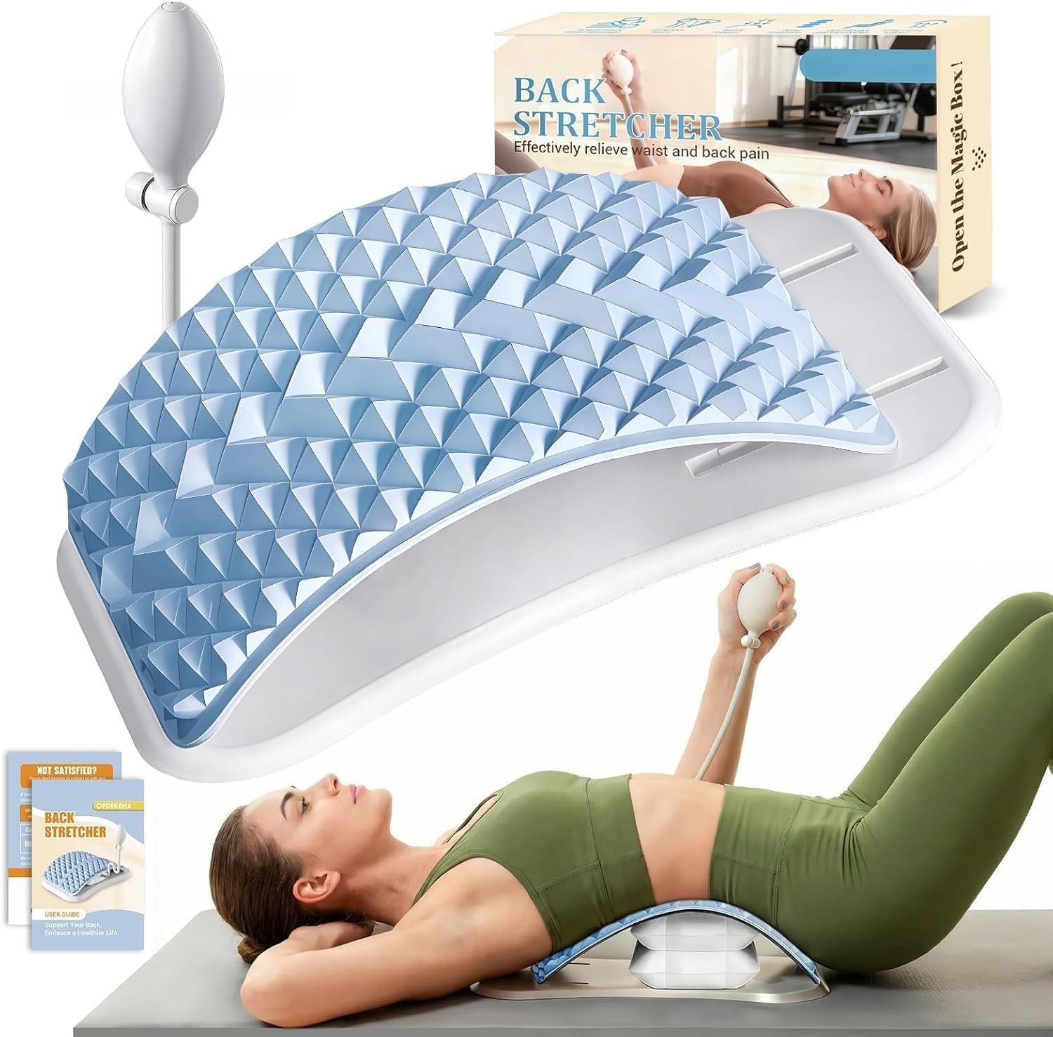 Back Stretcher for Lower Back Pain Relief, Adjustable Lumbar Support Board with Acupressure Points, Back Stretcher Board for Scoliosis, Spine Decompression Support