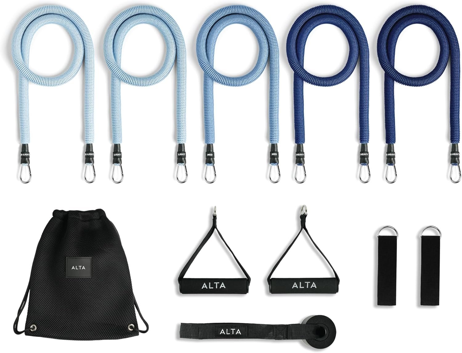 ALTA Resistance Tube Bands for Women – Full Kit Resistance Bands for Working Out with Handles, Ankle Straps, Door Anchor – Home Workout Bands for Physical Therapy, Pilates Long Exercise Bands Set