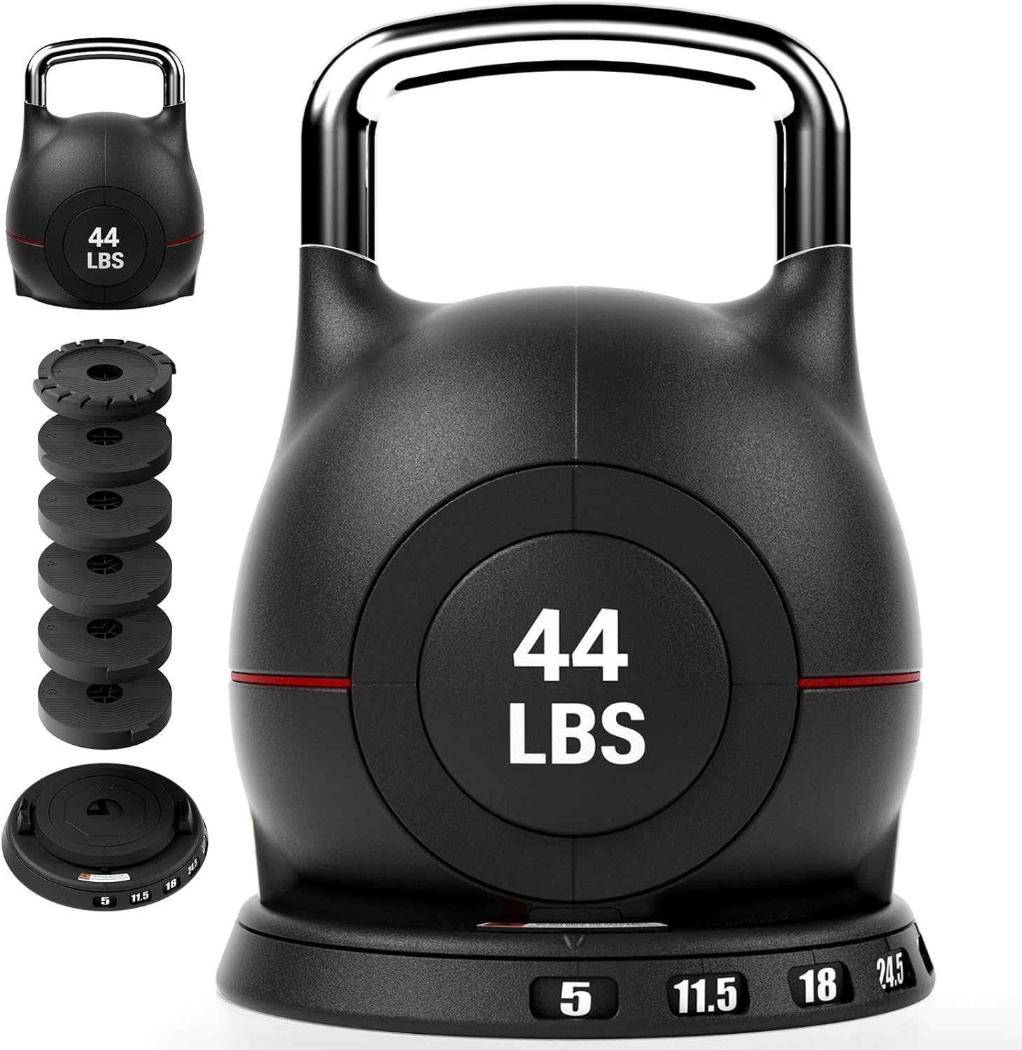 LIFERUN Adjustable Kettlebell Set with 7 Weight Levels, Choose 22.5 lb or 44 lb, Quick-Change Weight Dial & Safety Lock, Space-Saving Design, Full-Body Workout & Cross-Training