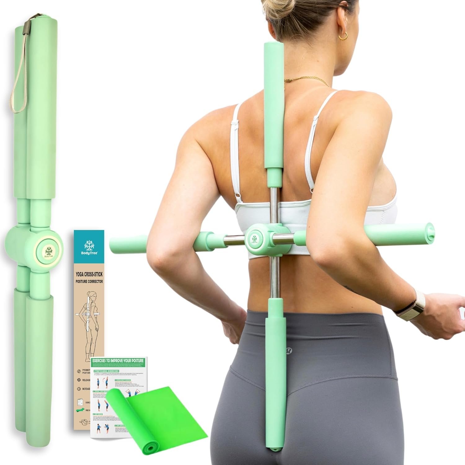 Posture Corrector – Yoga Cross Stick – Back Pain Relief for Men and Women – Stretcher and Straightener for Upper and Lower Back – Stretch Pole – Neck Hump Equipment – Sets bar